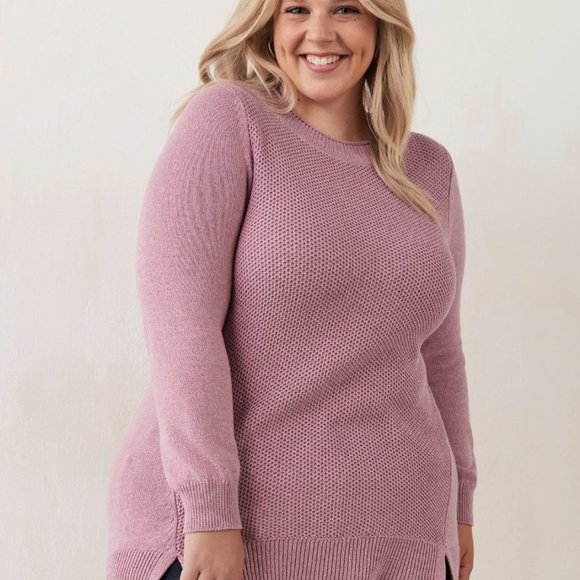Penningtons NWT Shaker Stitch Pink Cotton Sweater Size X - Picture 2 of 4